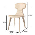 Italian minimalist rice white leather Ele side chairs